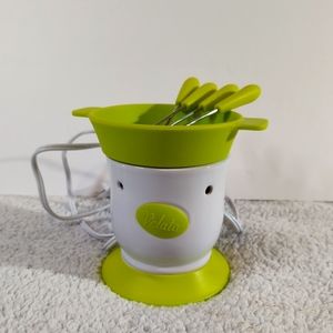 Scentsy Velata Key Lime Pedestal Fun Fondue warmer set with 4 forks